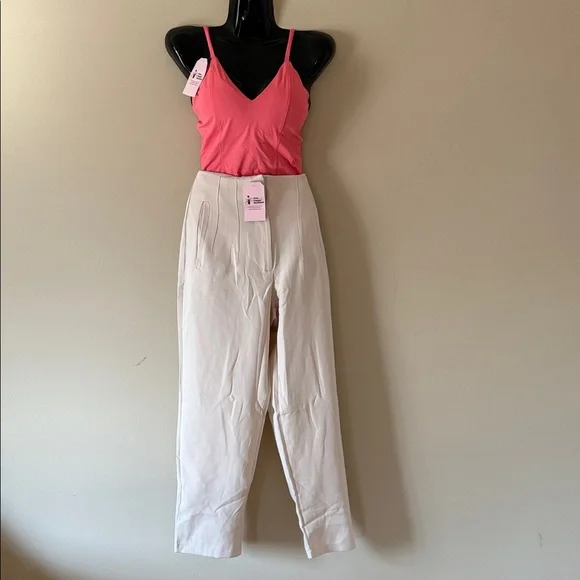 Women's Cream High-Waist Tailored Jumpsuit - Picture 2 of 4